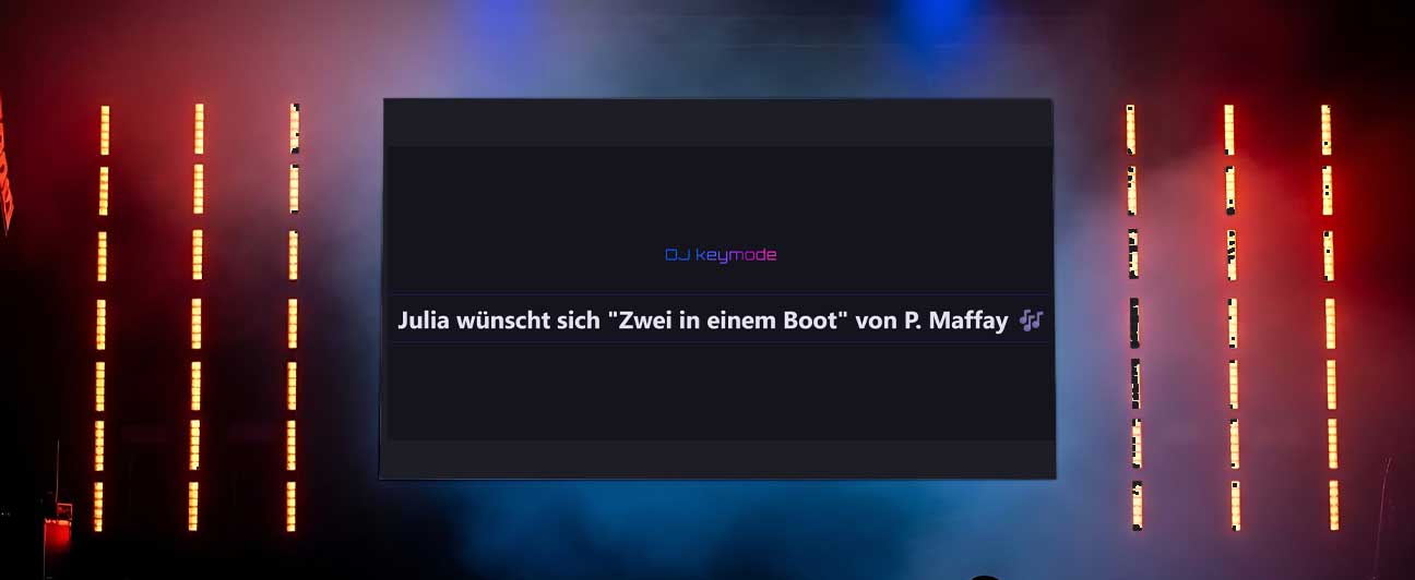Ticker, Bilder, Videos, Grüße, Glückwünsche und Druchsagen vom DJ.